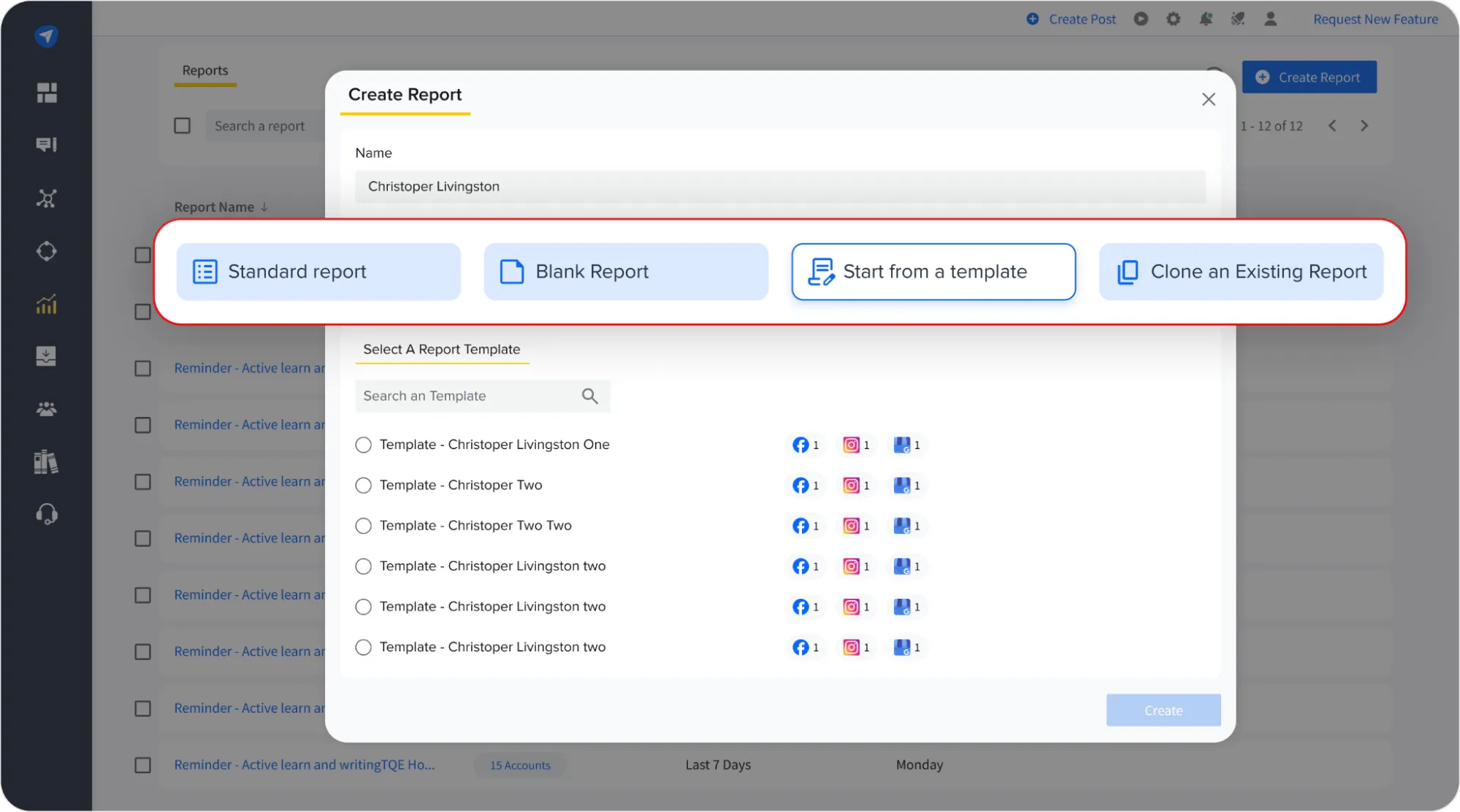 Custom Report Templates in SocialPilot Analytics