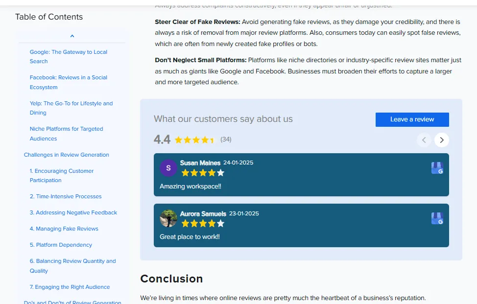 Google Review Plugins on WordPress website