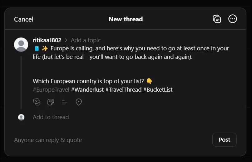 Make post on Thread
