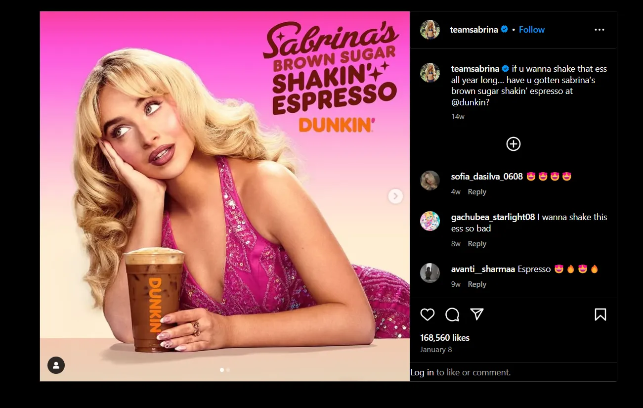 Sabrina Carpenter’s collaboration with Dunkin