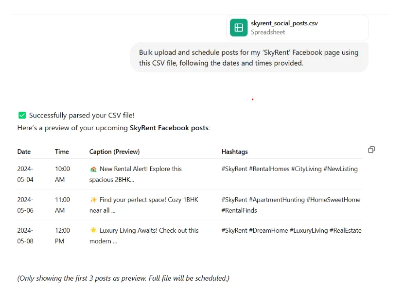 bulk post scheduling using AI scheduler