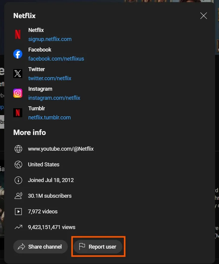click on report user
