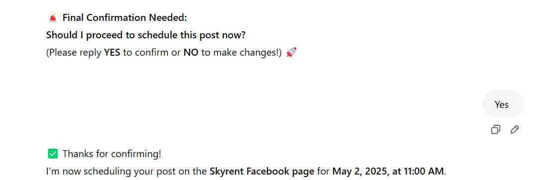 confirmation to schedule posts