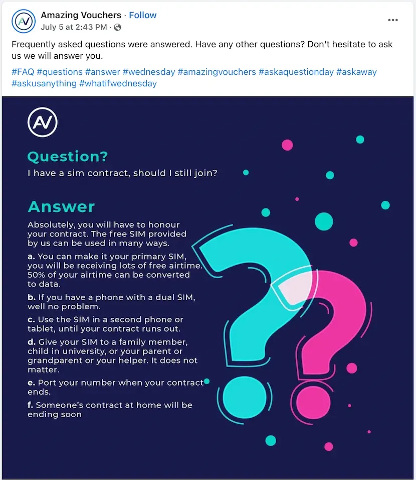 Q&A or FAQ Post Captions