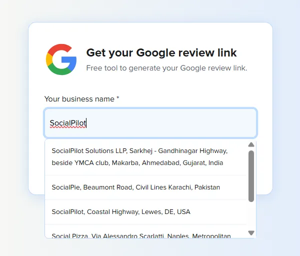 SocialPilot Google Linked Generator