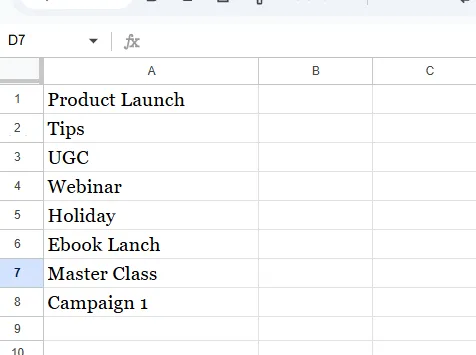 add content piller on google sheets
