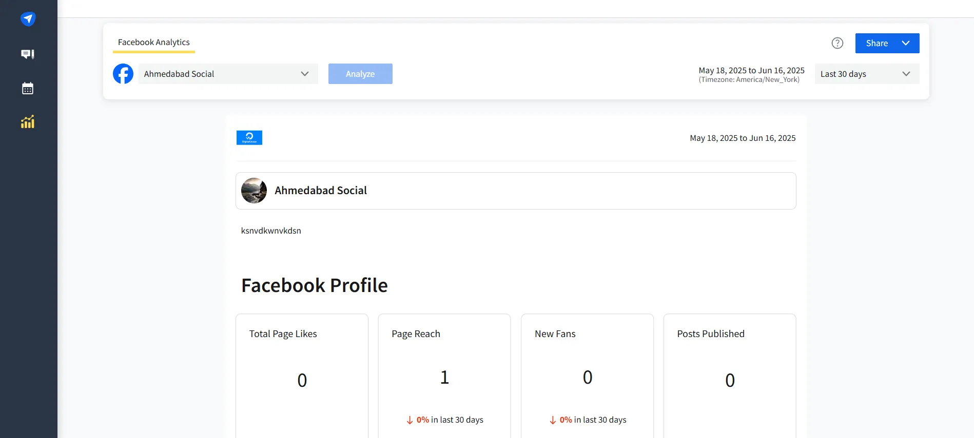 Analytics feature of client dashboard