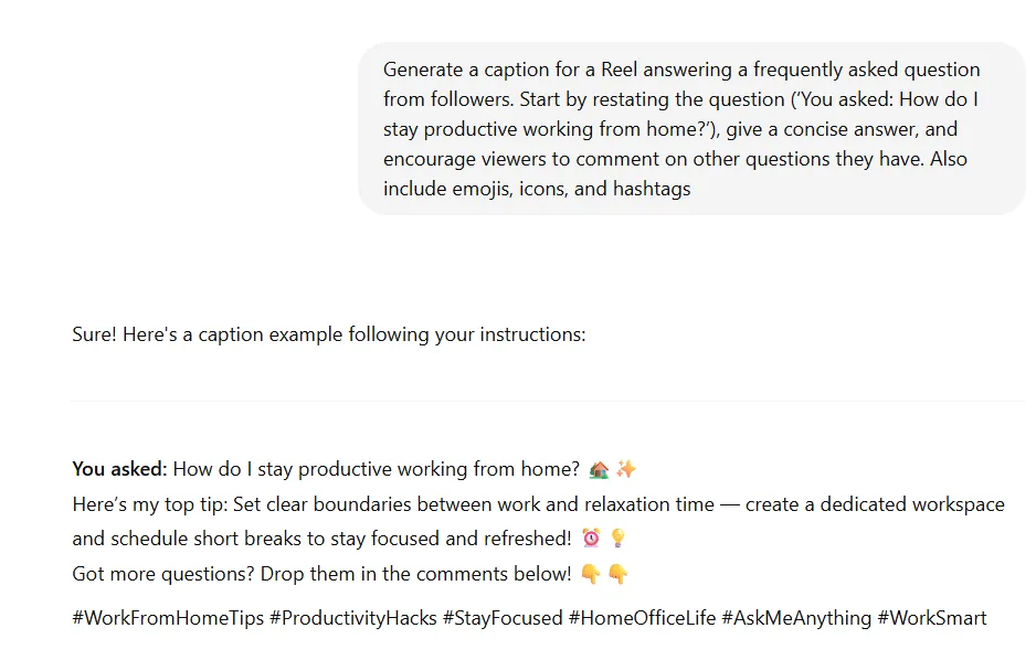 Instagram AI prompt ideas for reel