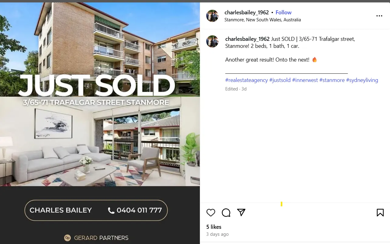 Instagram post caption for real estate business