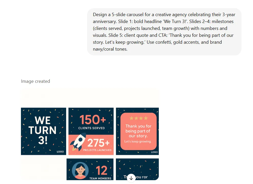 Milestone Celebration Carousel Post prompt ideas for Instagram