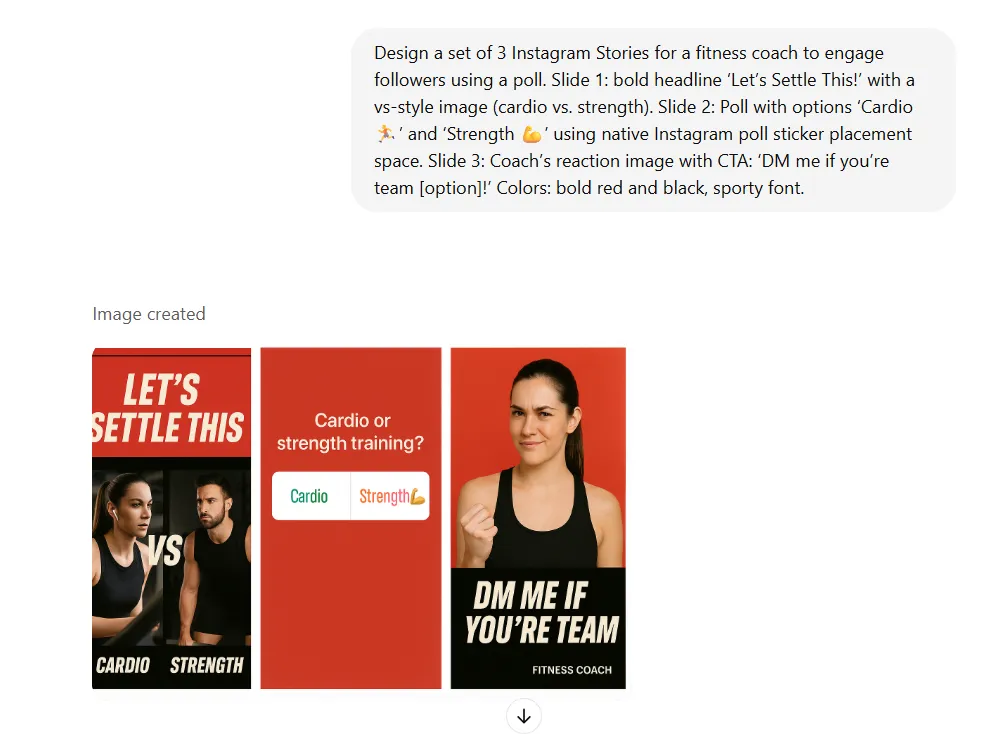 Poll story design AI prompt ideas for instagram