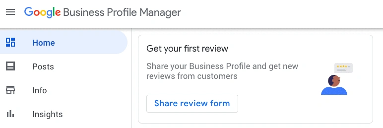 Share review form in Google Business Profile Manager