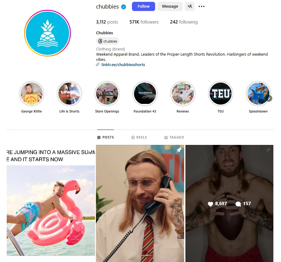 chubbies promote their shorts in a humorous manner