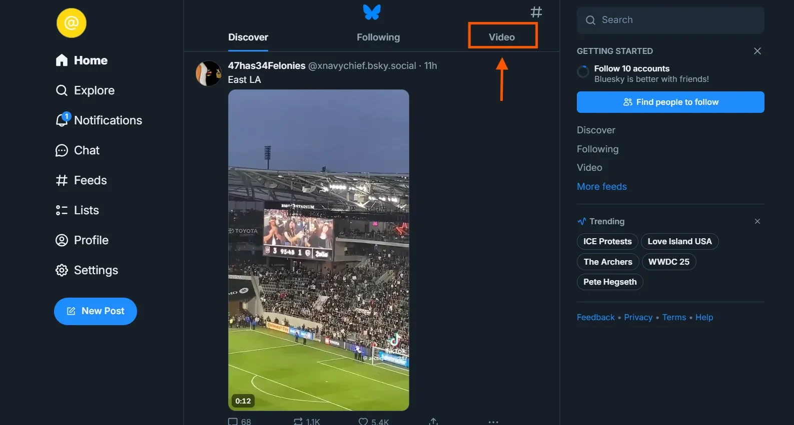 Bluesky video tab Bluesky video tab