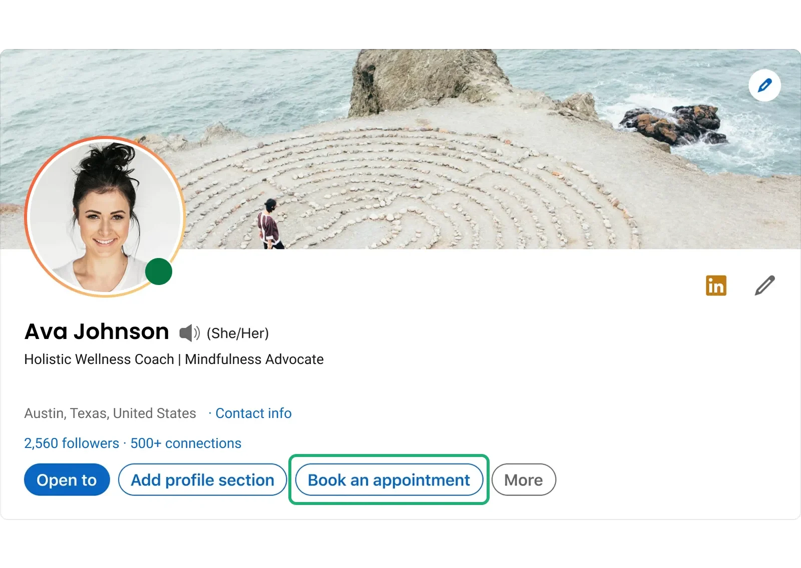 Book appointment button on LinkedIn Book appointment button on LinkedIn