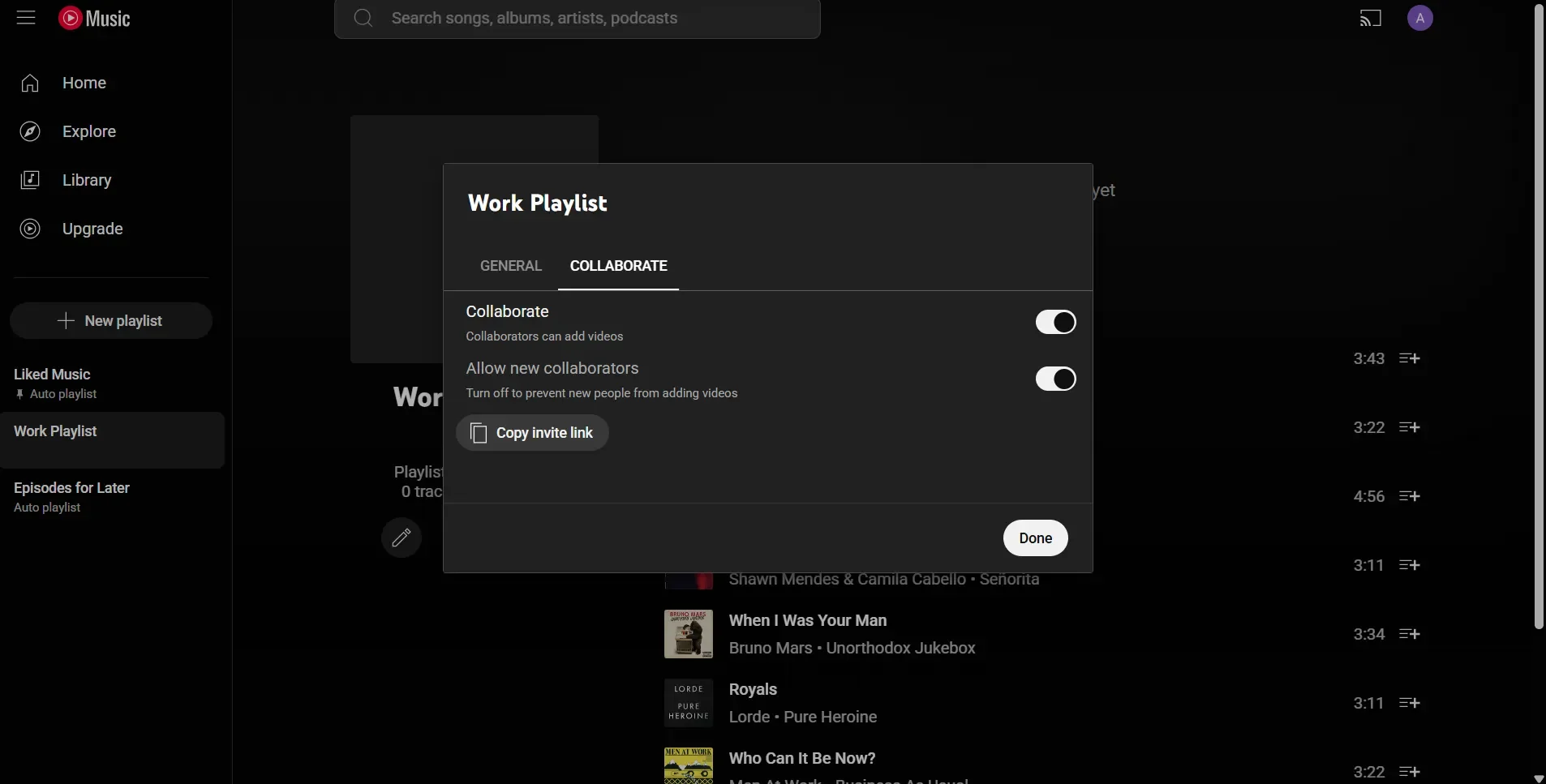 Collaborative playlist on YouTube Music Collaborative playlist on YouTube Music