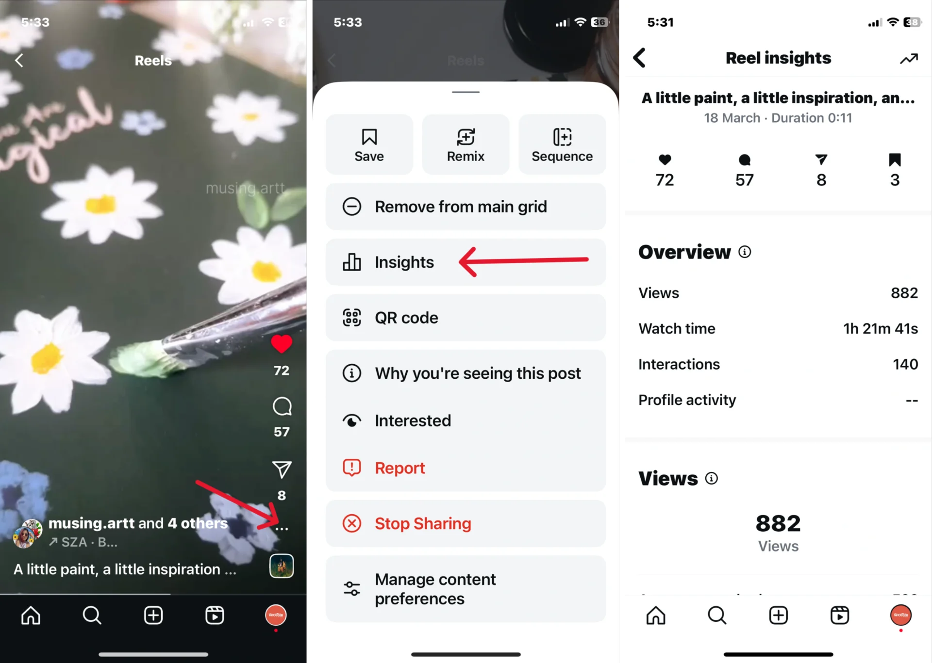 How to view individual Instagram Reel Insights
