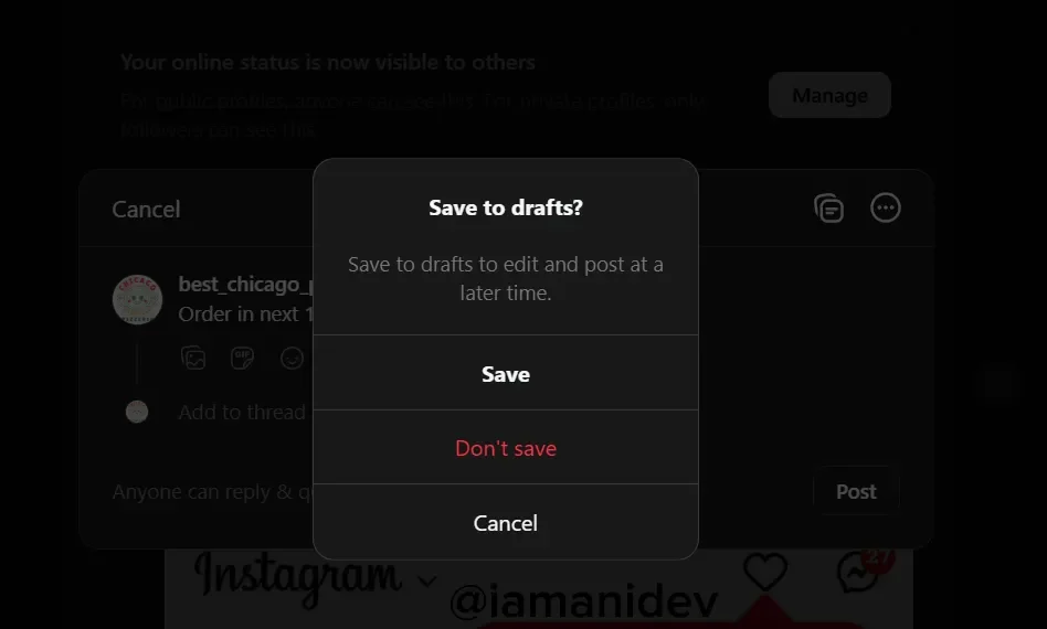 Save drafts in Threads Save drafts in Threads