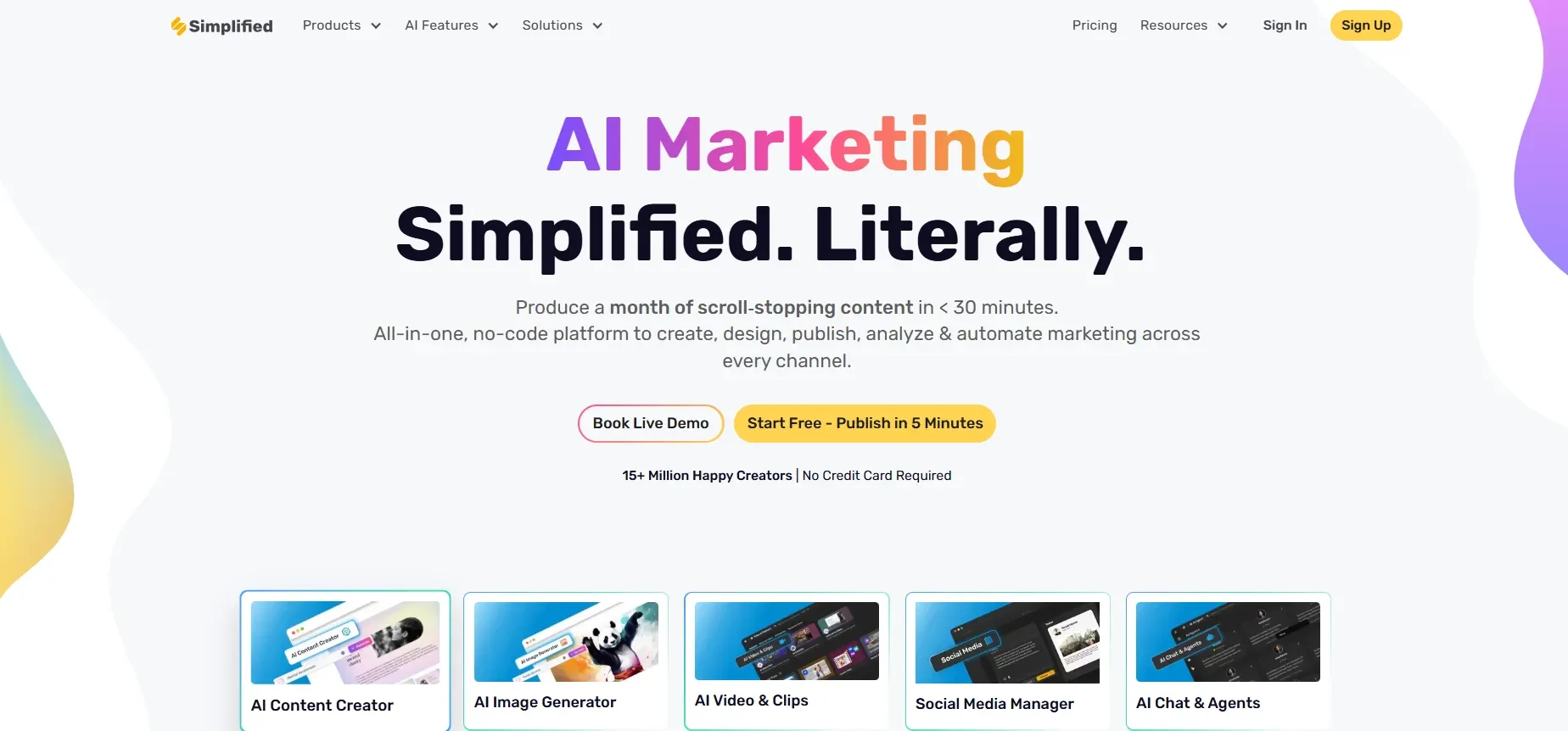 Simplified home page
