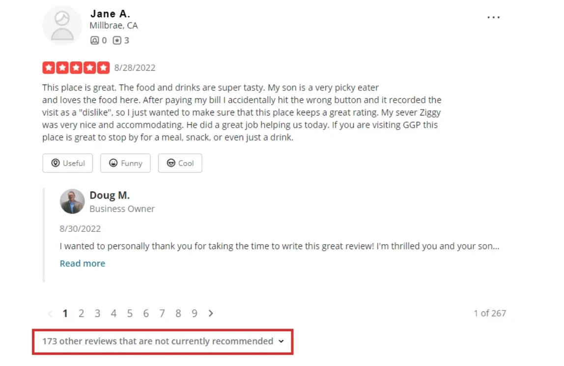 Yelp removing old review as a mistake