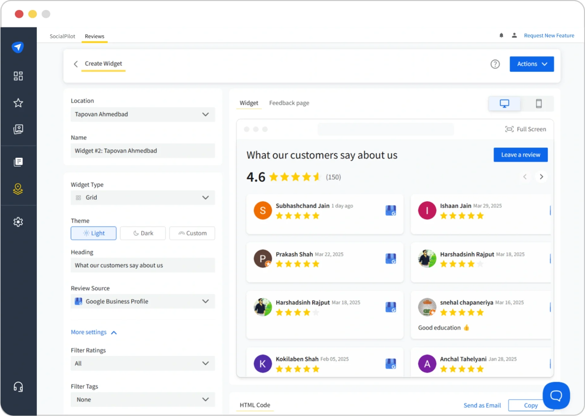 SocialPilot Reviews Widget
