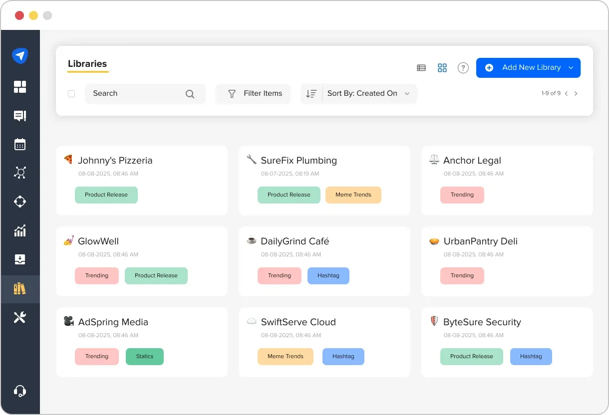 Multiple Libraries in SocialPilot Multiple Libraries in SocialPilot