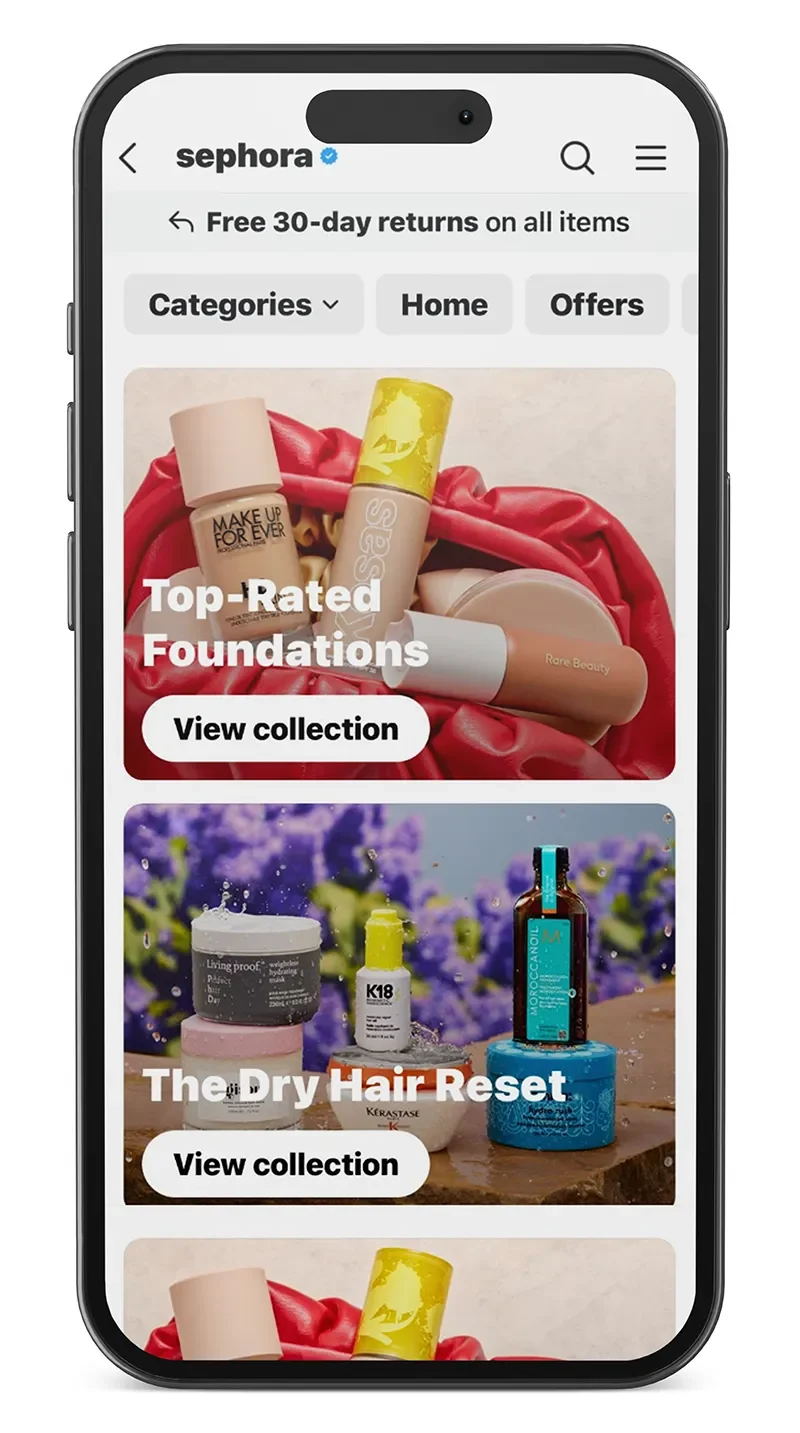 Sephora Mobile App Homepage View