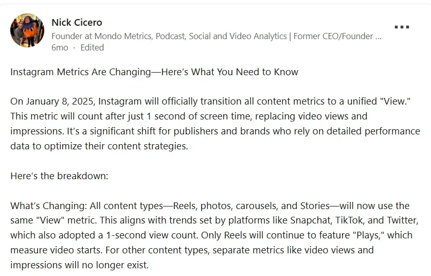 creators hinting about new view metrics getting rolled out soon.