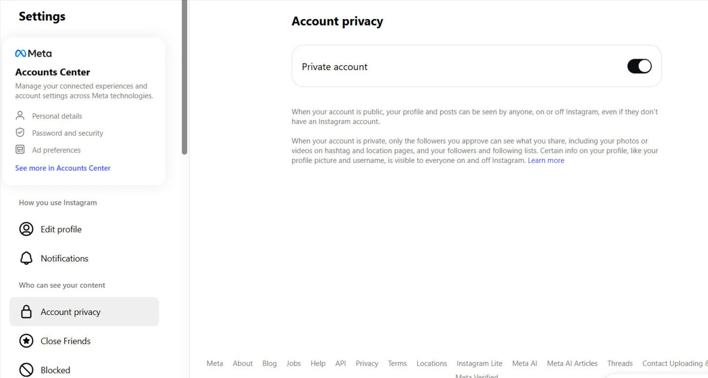 Account Privacy