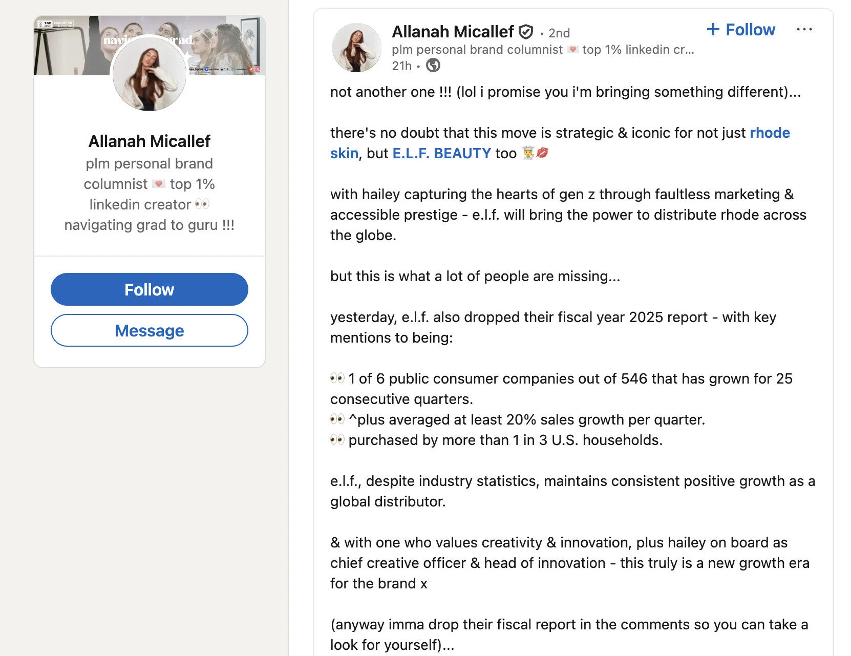 Image of Allanah Micallef’s personal branding Image of Allanah Micallef’s personal branding