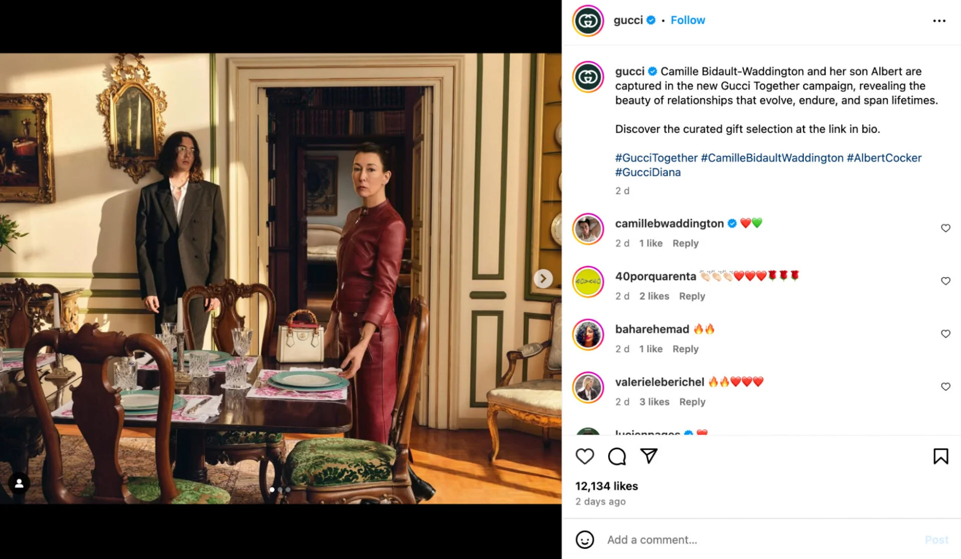 Image of Gucci’s captivating caption under a photograph Image of Gucci’s captivating caption under a photograph