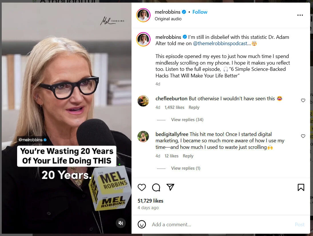 Image of Mel Robbins’ Instagram caption Image of Mel Robbins’ Instagram caption