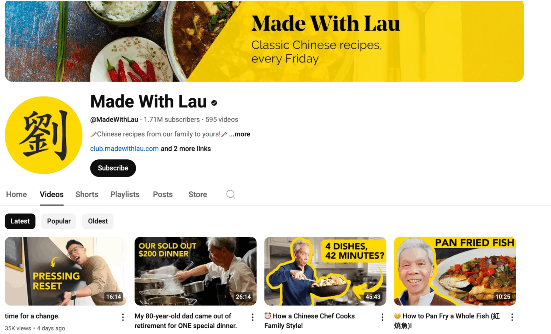 Image of YouTube Channel Made With Lau’s homepage