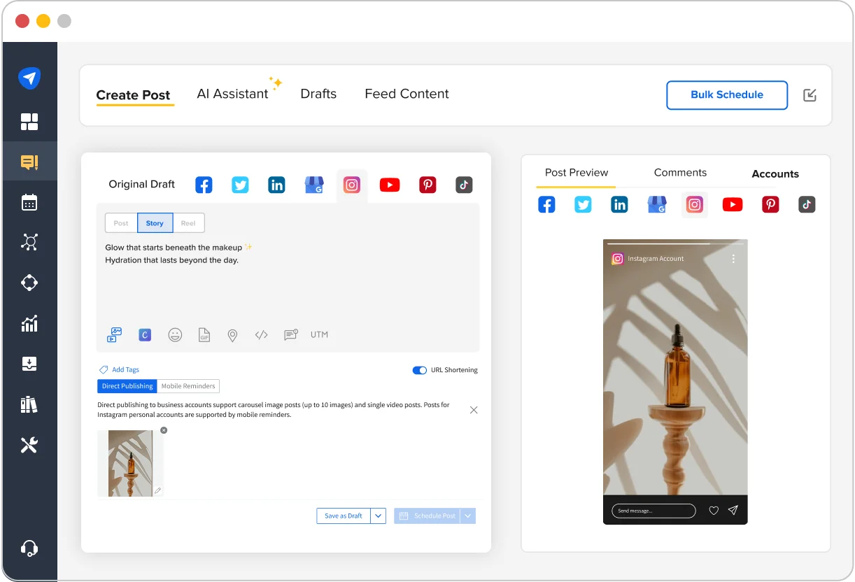 SocialPilot’s Instagram Story scheduler
