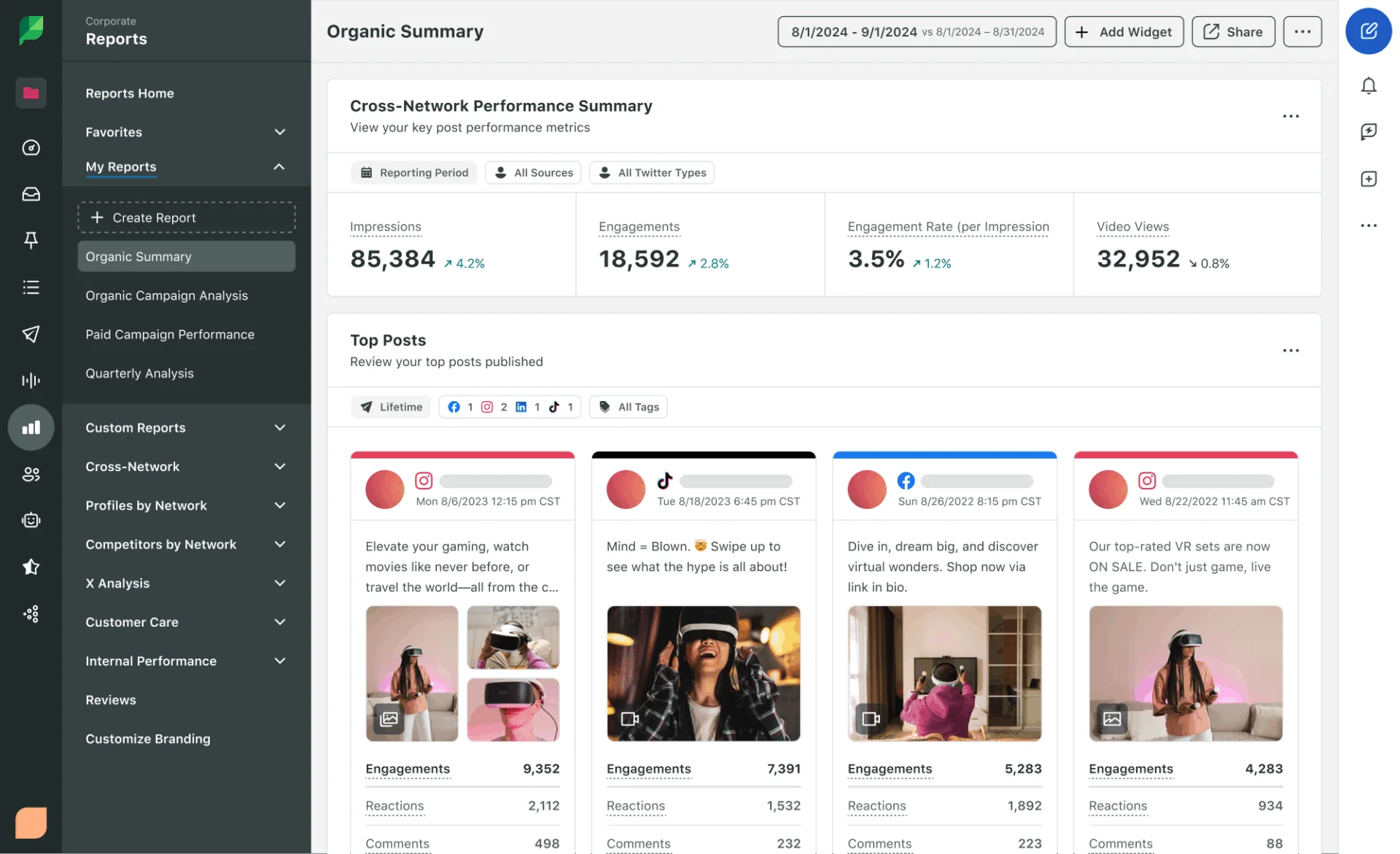 SproutSocial analytics dashboard