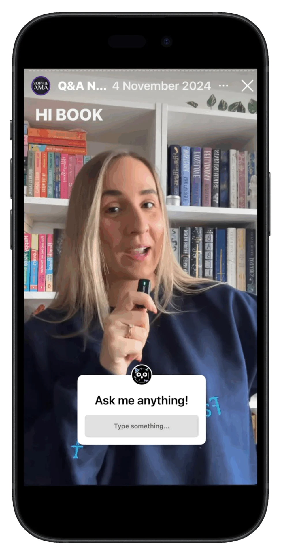Example of using the Instagram Stories Question sticker to host an Ask Me Anything (AMA) session with followers
