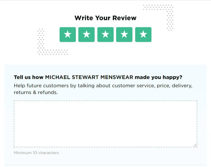 Asking for reviews on Trustpilot