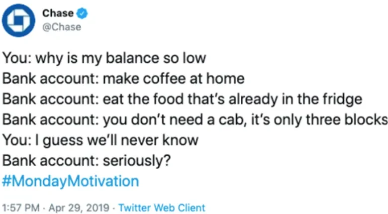 Chase blamed their customers