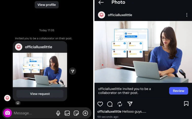Collaborator receive collab request and review Collaborator receive collab request and review
