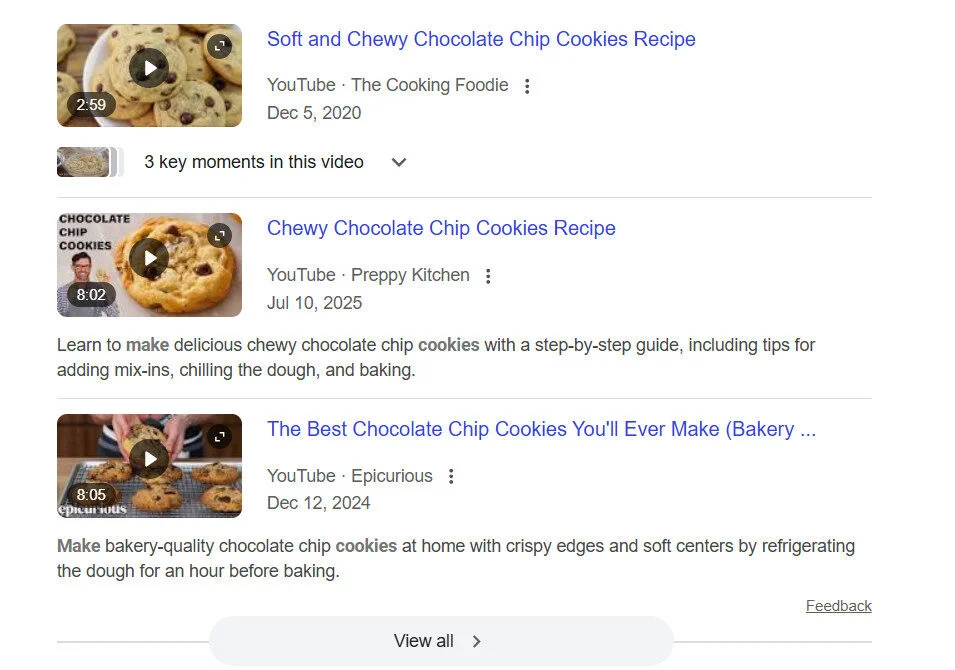 Google video search results for how to bake cookies query Google video search results for how to bake cookies query