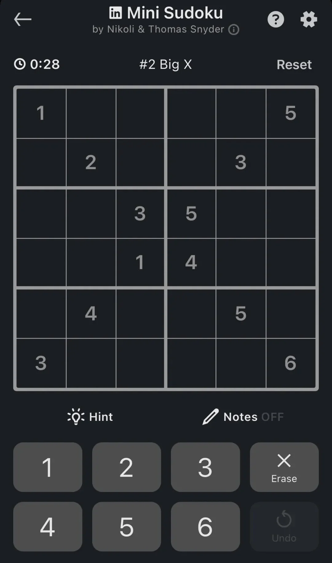 LinkedIn's in-app Mini Sudoku game