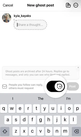 Turn on ghost mode and write down content