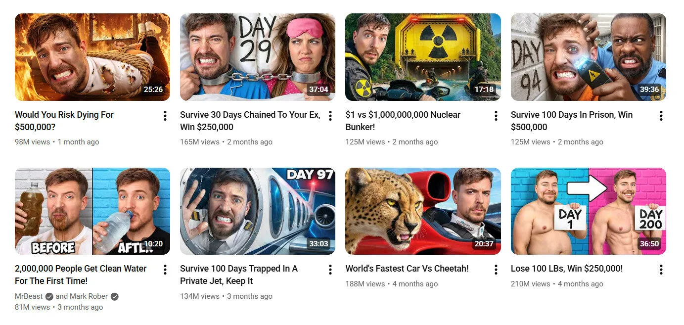 mr beast video feed showing attractive title with number mr beast video feed showing attractive title with number
