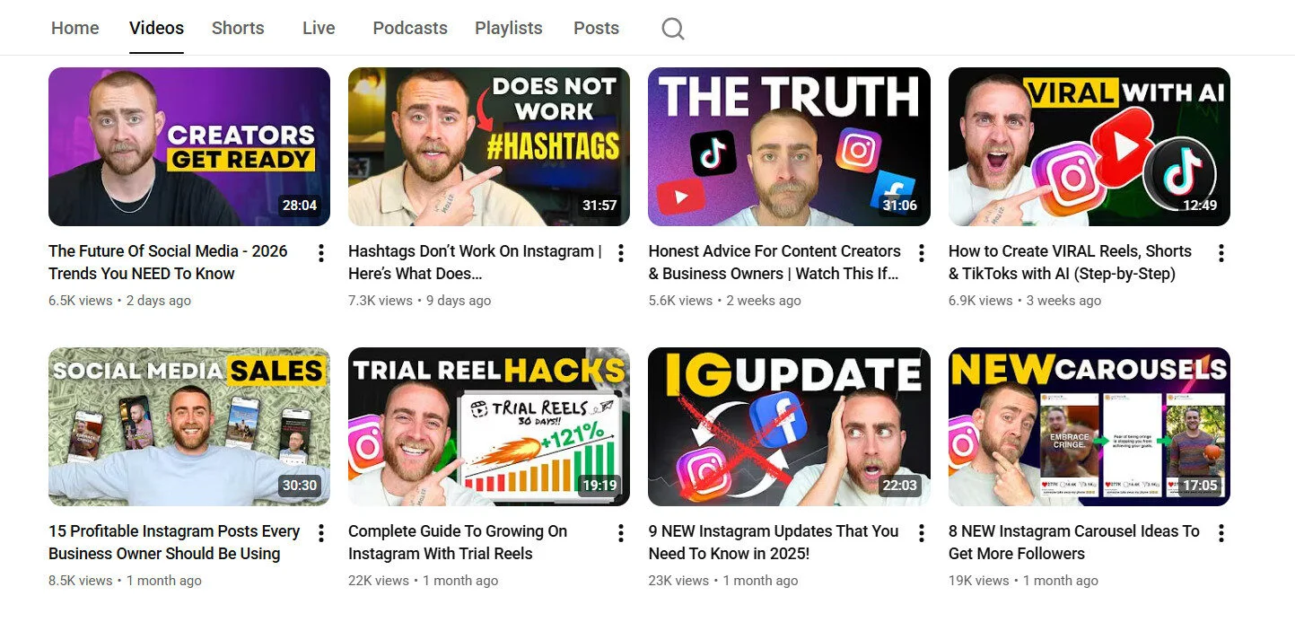 Brock Jhonson YouTube video thumbnails