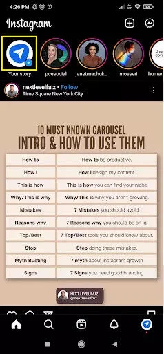 Click on the “Plus” button to start creating Instagram stories Click on the “Plus” button to start creating Instagram stories