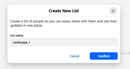 Give a name to your list and click on confirm Give a name to your list and click on confirm