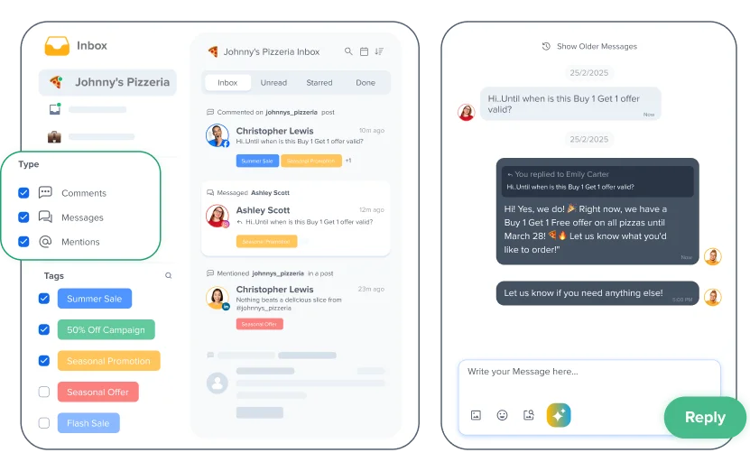 Manage all your conversations from one inbox