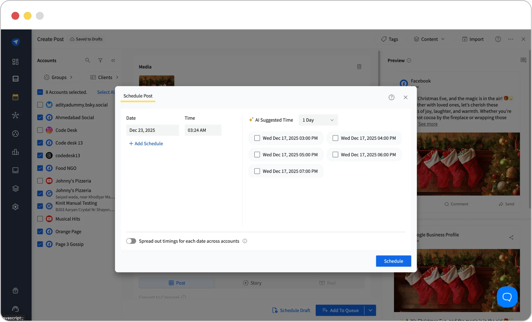 Schedule post on SocialPilot as per recommended best time Schedule post on SocialPilot as per recommended best time