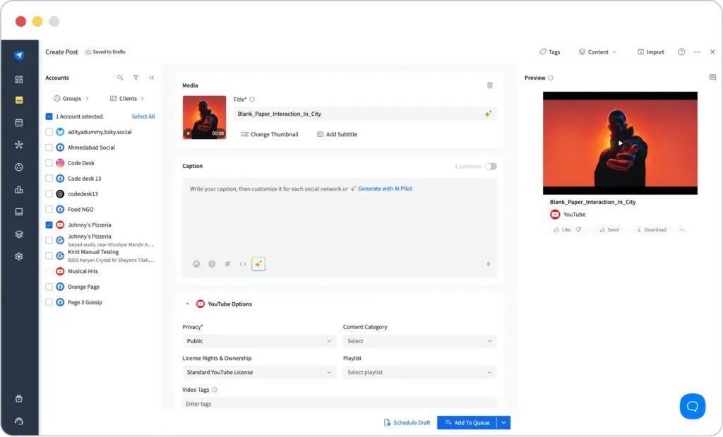 Upload Youtube Video or Short youtube-preview