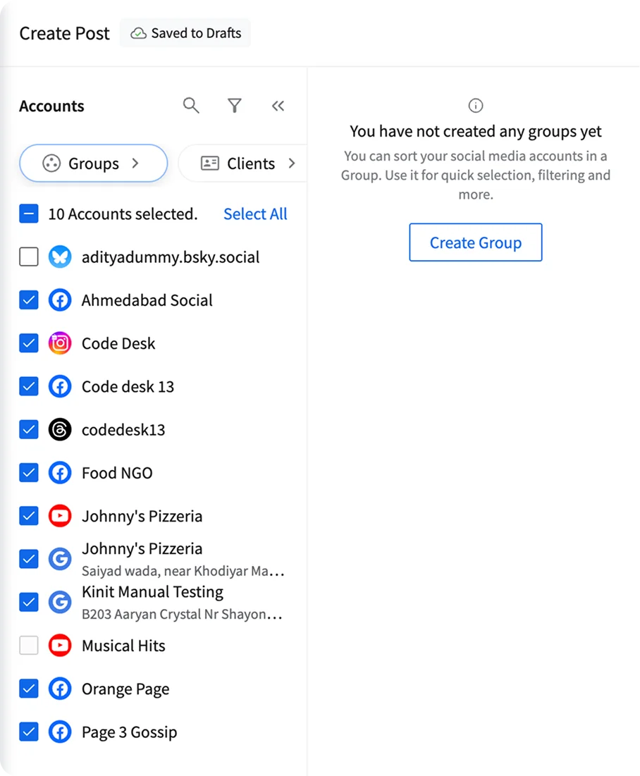 Select Social Accounts Select Social Accounts